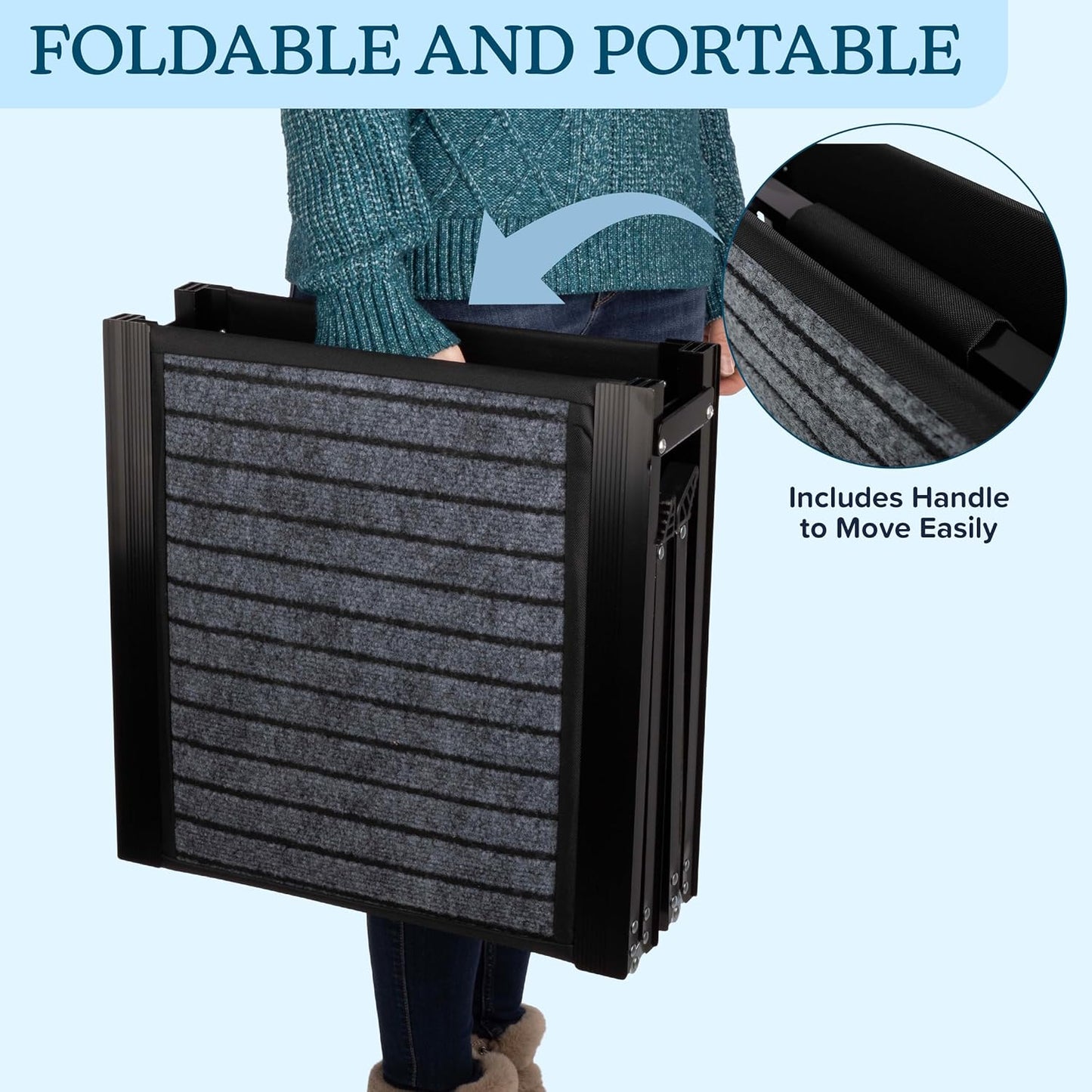 Dog Ramp - 62” x 17.5” Folding Dog Ramp for Car, Truck, SUV, or RV - Portable Ramps for Large Pets with Non-Slip Rug Surface - Pet Travel Accessories by PETMAKER (Black)