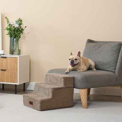 EHEYCIGA Dog Stairs for High Bed 22.5" H, 5-Step Dog Steps for Bed, Pet Steps for Small Dogs and Cats, Non-Slip Balanced Pet Ramp Indoor, Grey