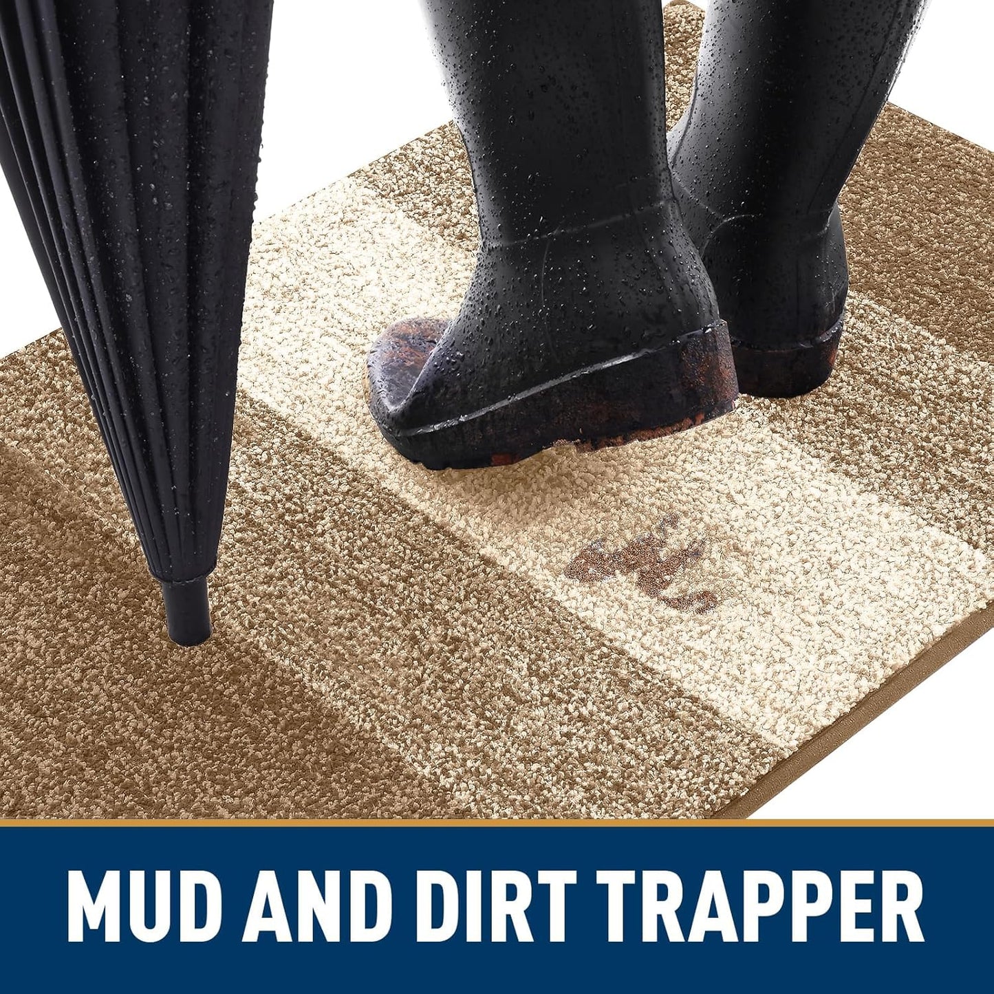 Smiry Dog Door Mat for Muddy Paws, Absorbs Moisture and Dirt, Low-Profile Entryway Mat with Non-Slip Backing, Entry Indoor Outdoor Doormat for Inside Floor (30x20 Inches, Grey, Striped)