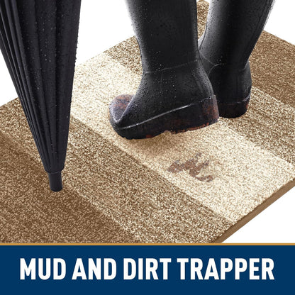 Smiry Dog Door Mat for Muddy Paws, Absorbs Moisture and Dirt, Low-Profile Entryway Mat with Non-Slip Backing, Entry Indoor Outdoor Doormat for Inside Floor (30x20 Inches, Grey, Striped)