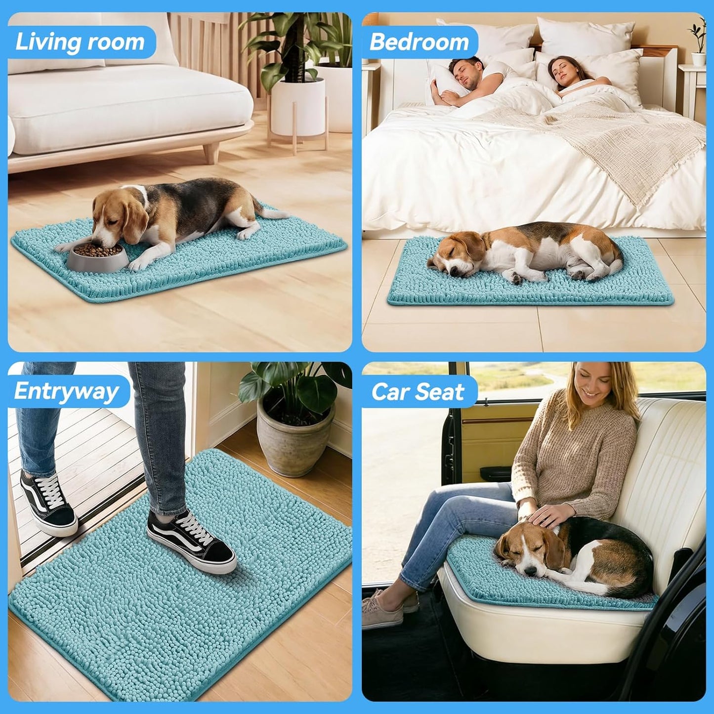 Bcoimo Super Absorbent Dog Door Mat, 30"*20" Anti Slip Mat for Muddy Paws, Pet Rugs for Dirty Paws Washable that Absorbs Moisture and Dirt, for Dog Cage and Pet Resting Carpet