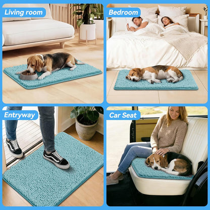 Bcoimo Super Absorbent Dog Door Mat, 30"*20" Anti Slip Mat for Muddy Paws, Pet Rugs for Dirty Paws Washable that Absorbs Moisture and Dirt, for Dog Cage and Pet Resting Carpet