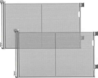 96 Inch Wide Reinforced Retractable Baby Gate with Support Rods, Extra Long Dog Gate Retractable Gate Outdoor Gates for Decks, Prevent Crawling Under Extra Long Baby Gates for Large Openings, Black