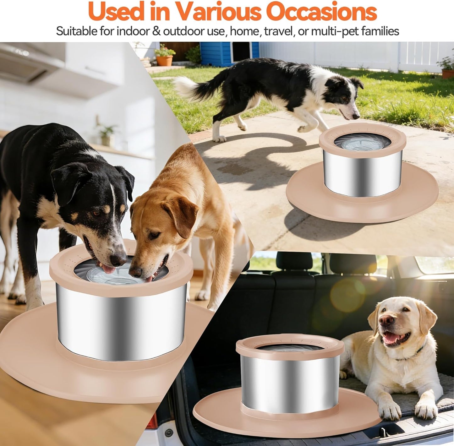 Decflow 12L No Spill Dog Water Bowl for Large Dogs, Stainless Steel Spill Proof Bowls with Suction Cup Anti-Skid Mat, Slow Drinking Feeder for Messy Drinkers, Heavy Duty Pet Bowls for Indoor/Outdoor