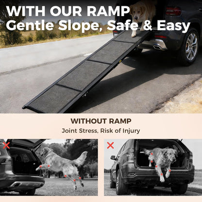Dog Ramp for Car, 71" Extra-Long & 20" Wide Folding Pet Ramp for SUV & Truck, Heavy-Duty 250 lbs Support, Non-Slip Traction Surface, Portable Pet Ramp for Medium & Large Dogs
