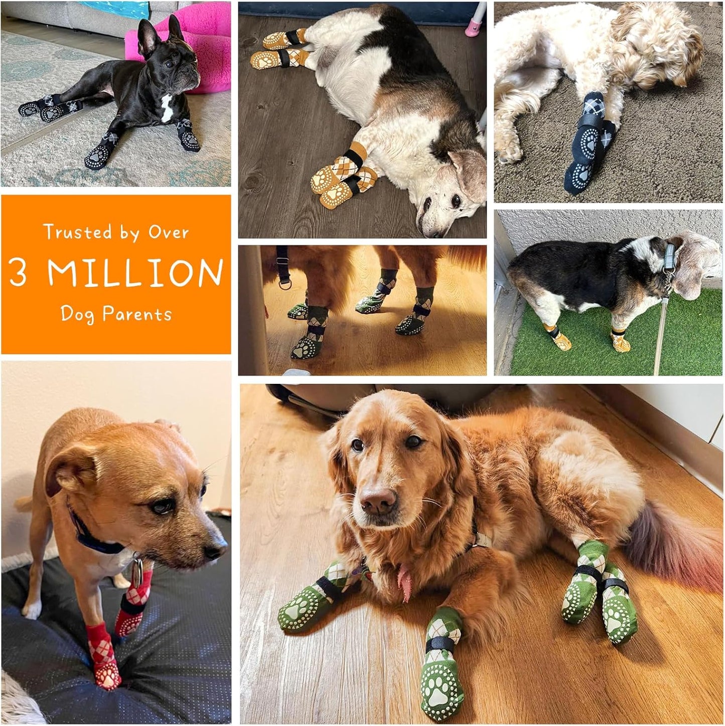 BEAUTYZOO Dog Socks to Prevent Licking Paws -Dog Shoes for Hot Pavement & Hardwood Floors Anti Slip, Traction Control Boots & Paw Protectors with Double Side Grips for Small Medium Large Senior Dogs