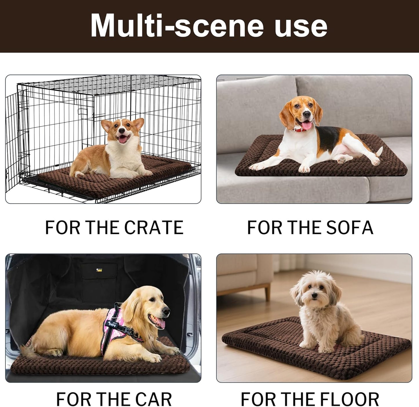Dog Bed Mat – Soft & Comfortable Dog Kennel Pad for Crate – Durable Crate Bed & Mat for Dogs & Cats – Ideal for Crate, Kennel, and Home Use