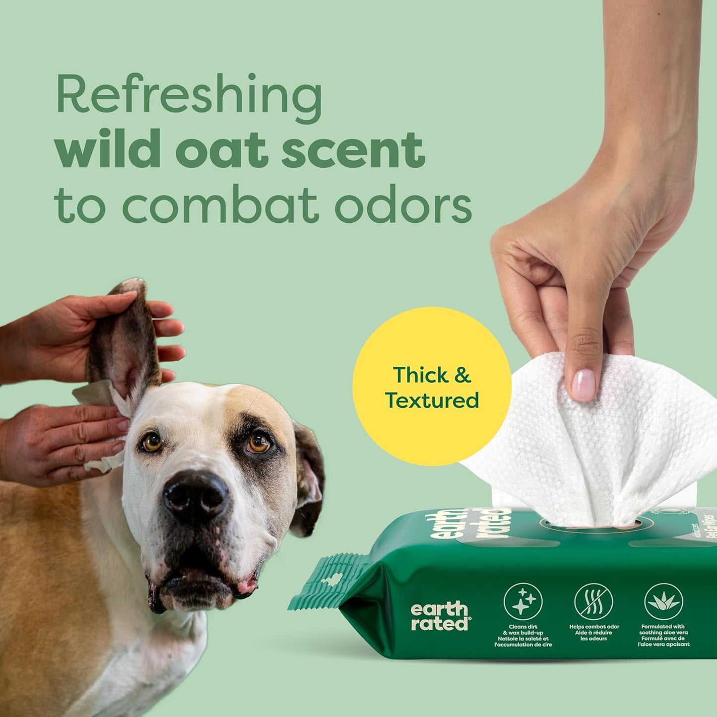 Earth Rated Dog Wipes, Hypoallergenic, Cleaning and Hydrating, for Grooming Paws, Body and Butt, Lavender Scented, 400 Count