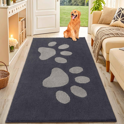 Smiry Dog Door Mat for Muddy Paws, Absorbs Moisture and Dirt, Low-Profile Entryway Mat with Non-Slip Backing, Entry Indoor Outdoor Doormat for Inside Floor (30x20 Inches, Grey, Striped)