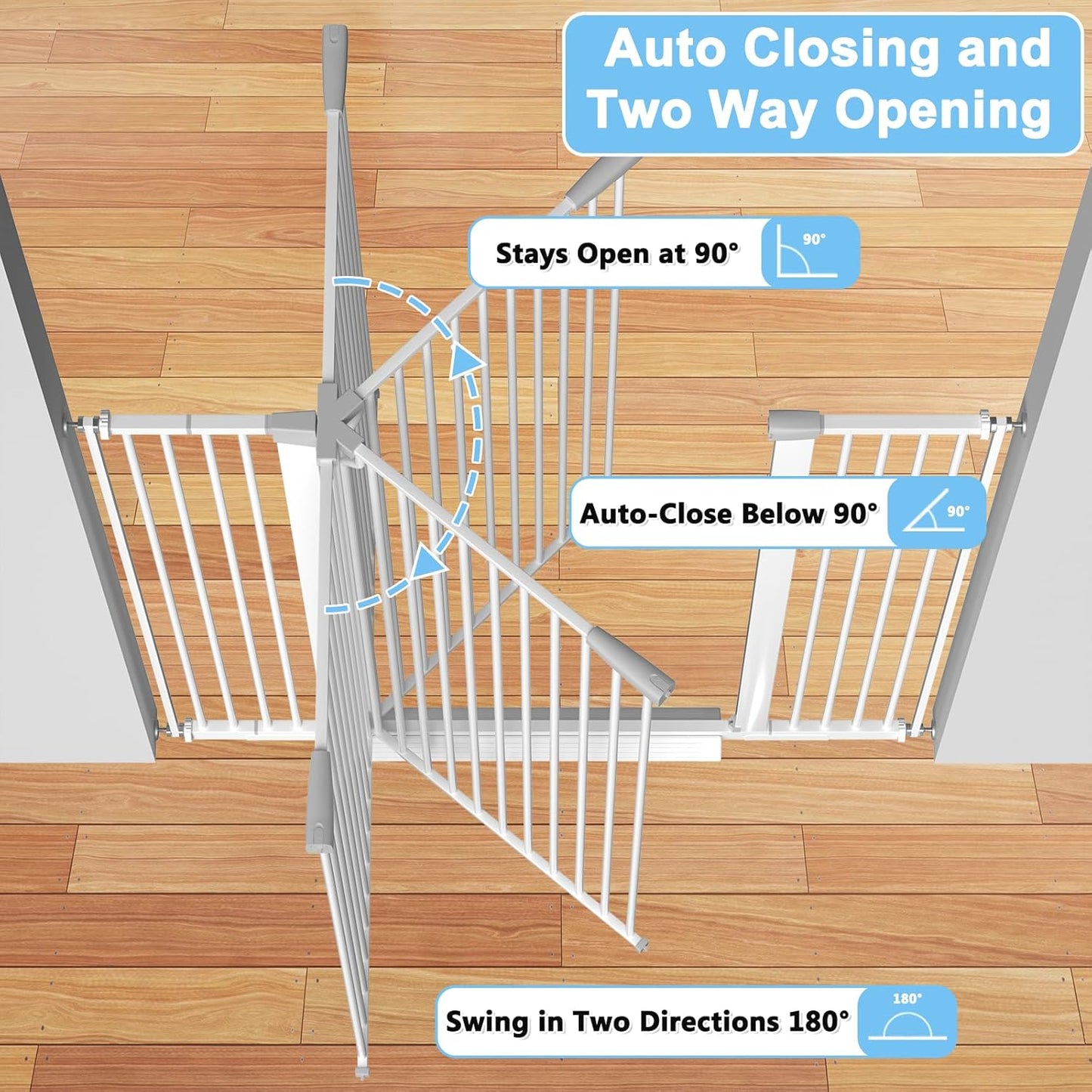 51.18" Extra Tall Cat Gate for Doorway,29.5"- 48.4" Wide Auto Close Tall Pet Gate No Drilling Pressure Mounted for Hallway Kitchen,Black