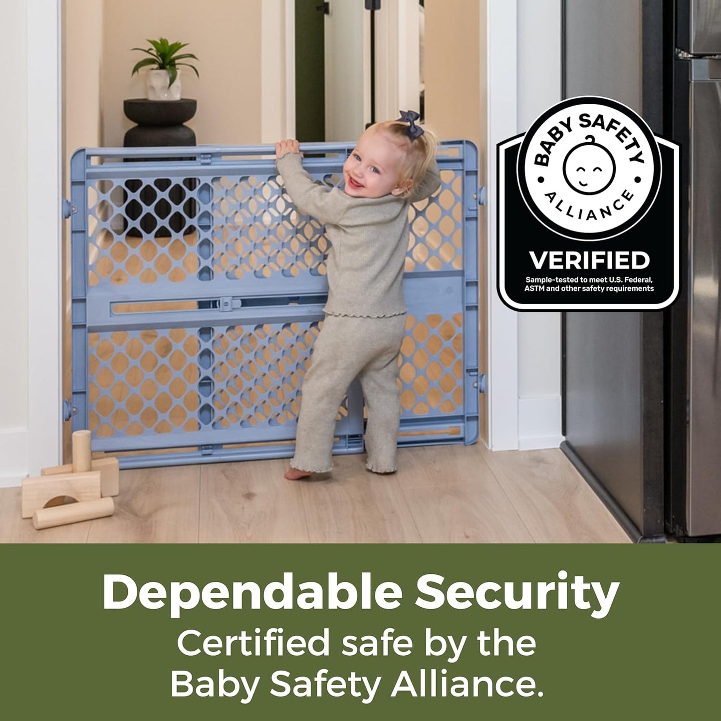 Toddleroo by North States - Renew 100% Recycled Plastic Baby Gate for Doorway; Sturdy for Indoor & Outdoor Use: Pressure Mounted, No Drill Gate; Made in USA; 26" to 42" Wide, 26" Tall; Pure White
