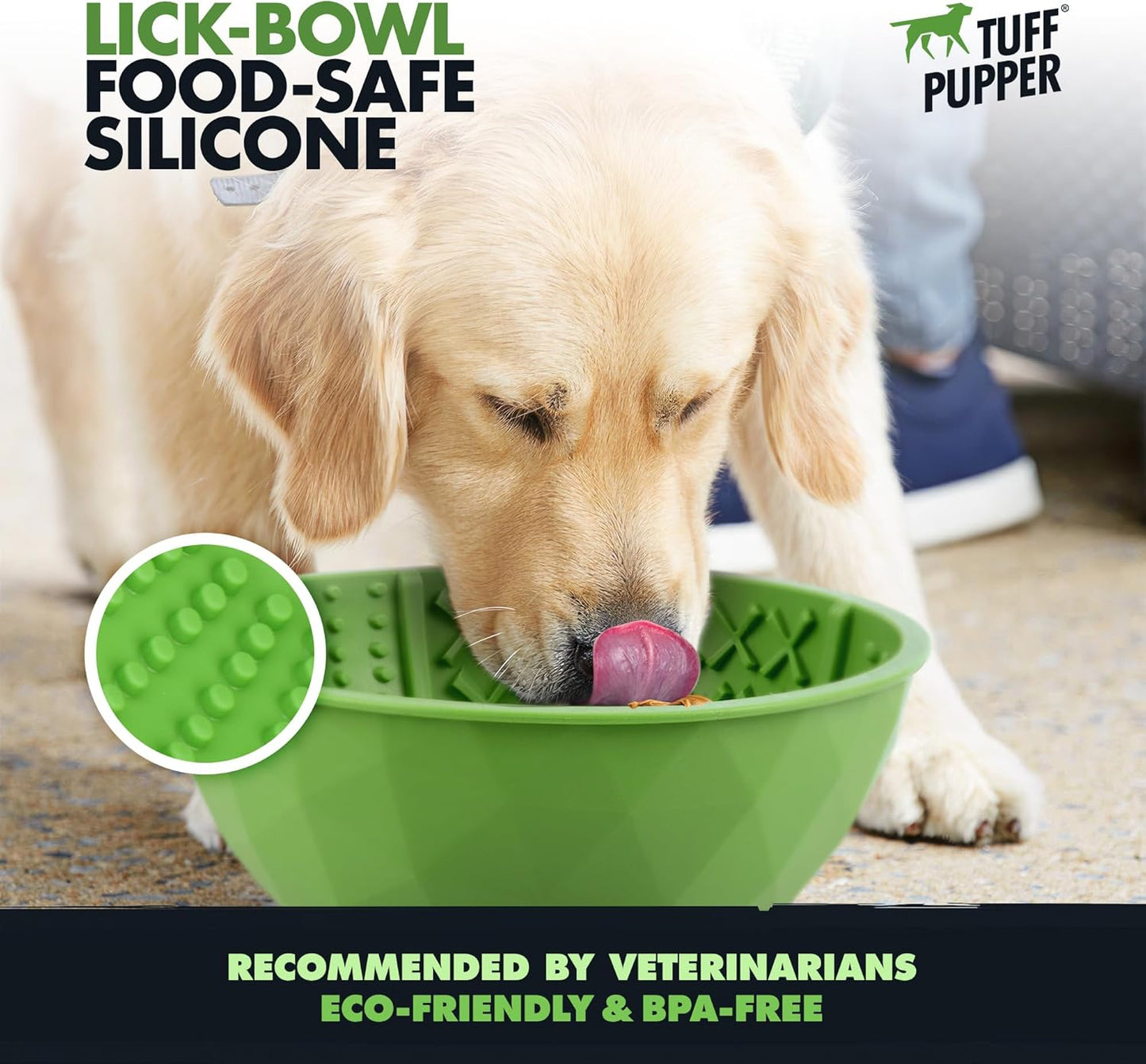 Tuff Pupper XL Dog Lick Bowl | Thick Silicone Lick Mat | Long Lasting 4 Texture | Large Slow Feeder Bowl | Calms Anxiety & Boredom | Stable & Wobble Mode | Easy Clean Dishwasher Safe | NOT for Chewing