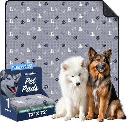 WanpeeGoo Washable Pee Pads for Dogs, 4 Pack Absorbent Reusable Training Dog Pads Pet Puppy Pads, Non-Slip Potty Pads for Whelping, Playpen, Crate, Bed, Grey 18"x24"