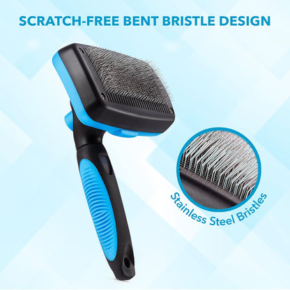 BOSHEL Slicker Brush for Dogs, Cats & Pets - Self Cleaning Grooming Brush for Long & Short Hair, Doodles, Poodles, Large & Small Breeds