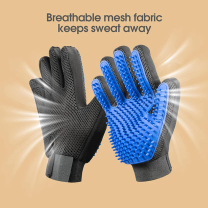 Upgraded Pet Grooming Gloves for Shedding - 1 Pair Dog Hair Remover Gloves for Bathing & Deshedding Cats, Dogs & Horses, Gentle Massage for Short & Long Hair (Pink)