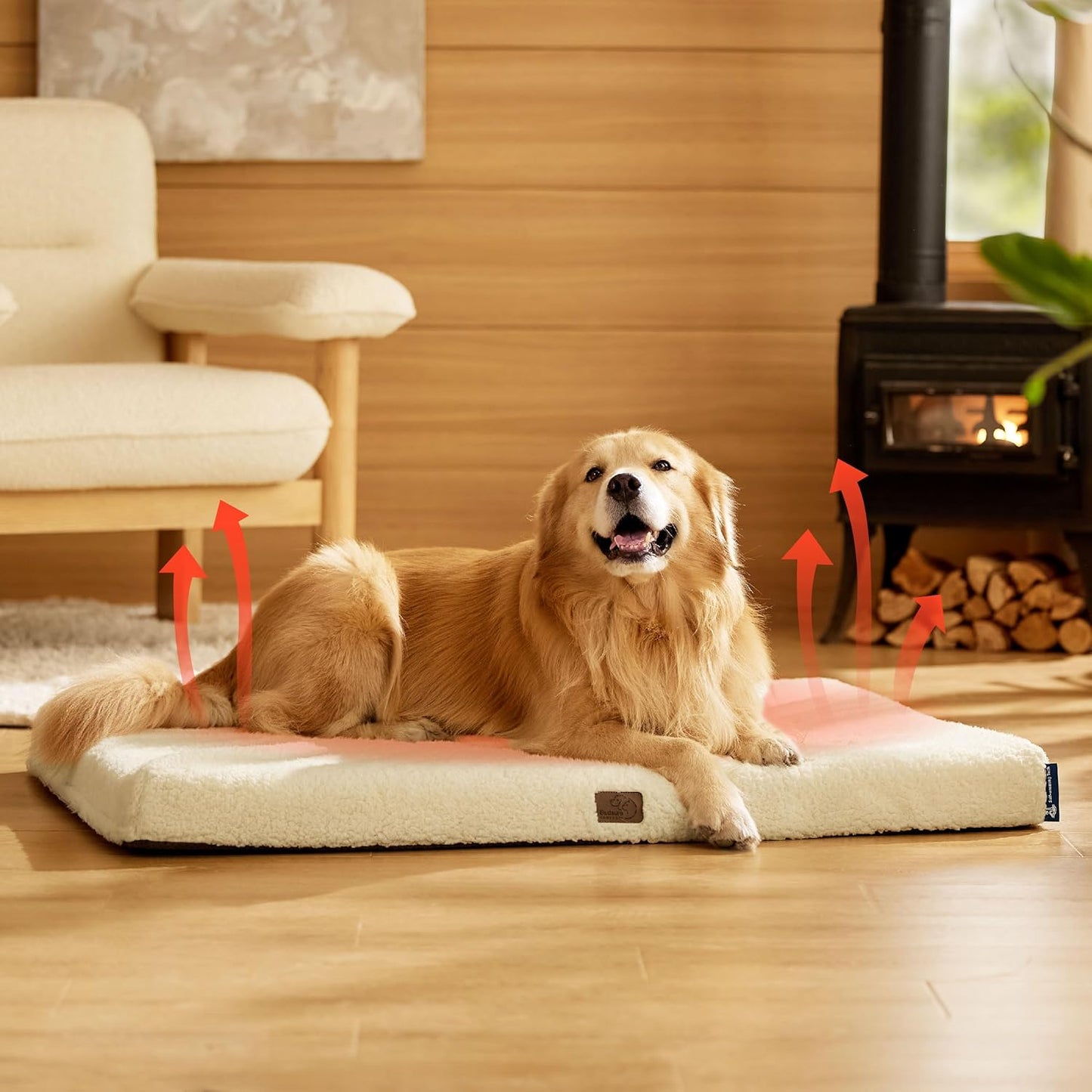 Bedsure Dog Beds Large Sized Dog - Comfy Flat Pet Beds with Removable Washable Cover, Orthopedic Egg Crate Foam Puppy Mat, Suitable for Pet Up to 65 lbs
