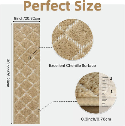sarben Non Slip Stair Treads for Wooden Steps 15PCS - 8"x30" Indoor Safety Carpet, Edging Mats with TPE Adhesive Backing, Pet and Elderly Friendly Stair Rugs (Taupe) - Colors B