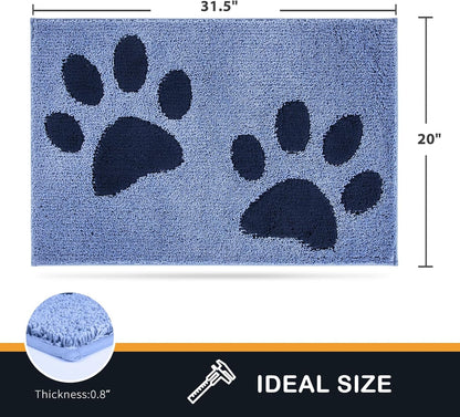 PURRUGS Dirt Trapping Door Mat 20" x 31.5", Non-Skid/Slip Machine Washable Microfiber Entryway Rug, Dog Doormat, Super Absorbent Welcome Mat for Muddy Wet Shoes and Paws, Grey