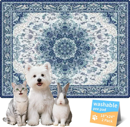 Washable Pee Pads for Dogs, Reusable Puppy Potty Training Pads, Ultra-Absorbent Thick Waterproof Leak-Proof Non-Slip Pads & Mat for Crate, Playpen, Floor, Whelping & Housebreaking , 2 Pack 18"x24"