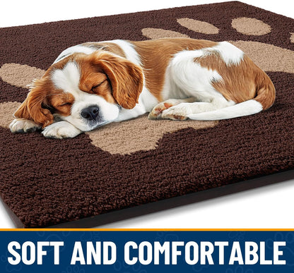 Smiry Dog Door Mat for Muddy Paws, Absorbs Moisture and Dirt, Low-Profile Entryway Mat with Non-Slip Backing, Entry Indoor Outdoor Doormat for Inside Floor (30x20 Inches, Grey, Striped)