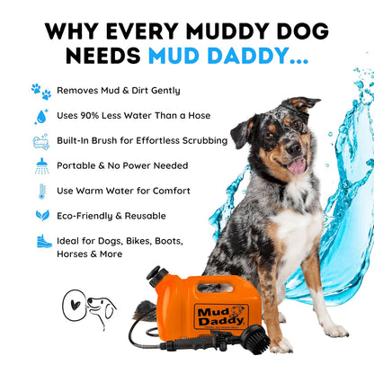 Dog Washer - Portable Paw Cleaner with Bath Brush, Shower Hose Attachment, and 1.3 Gallon (5L) Capacity in Orange