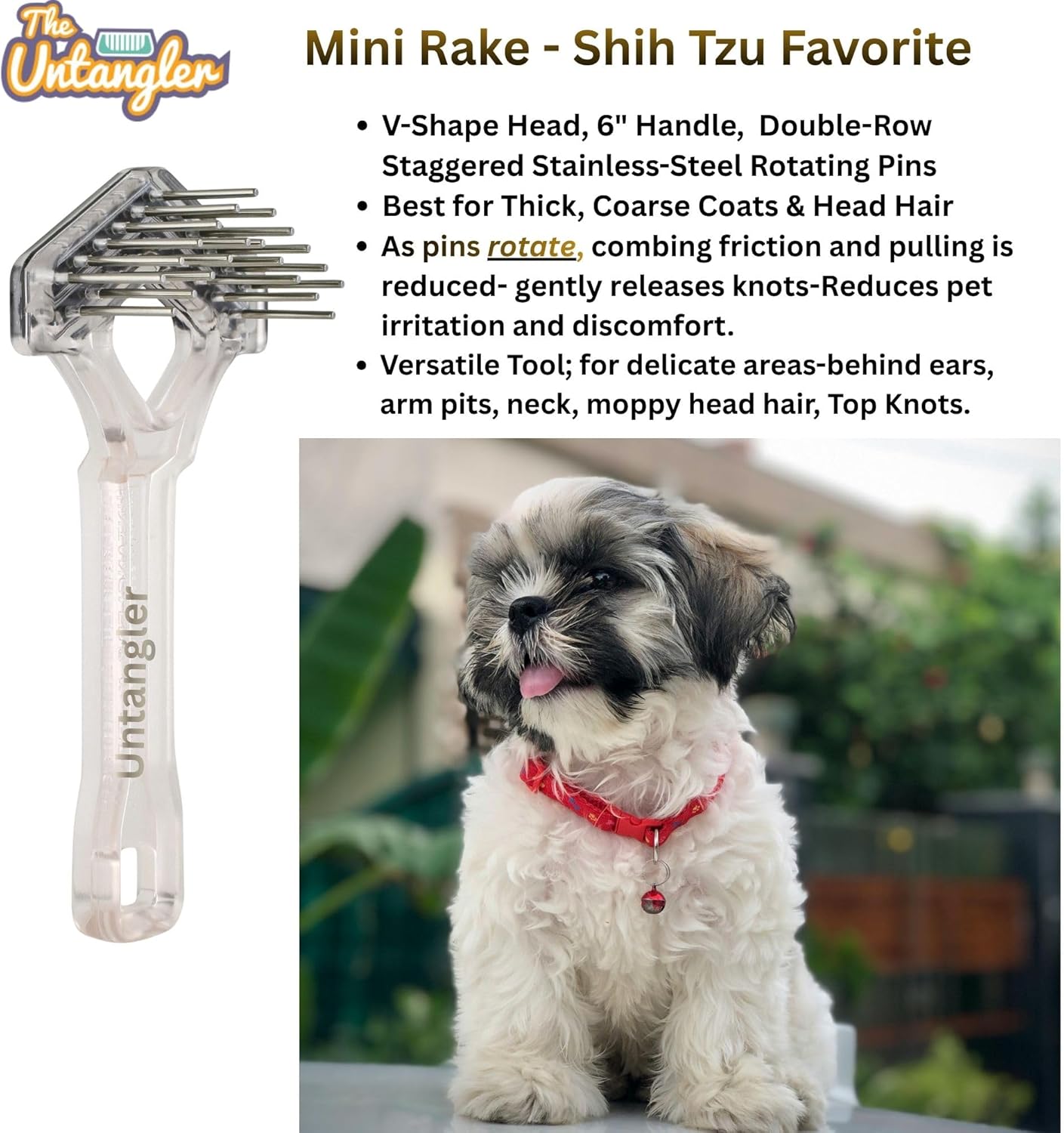 Mini-Rake V-Shaped with 1" Long Double-Row Rotating Teeth (AquaBlue)