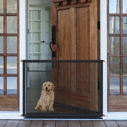 Mesh Dog Gates for Pets, Magic Pet Gate for The House, Portable Indoor Puppy Safety Fence Guard for Stairs and Doorways, Easy Install Anywhere,60" W x 30" H, 8 Hooks