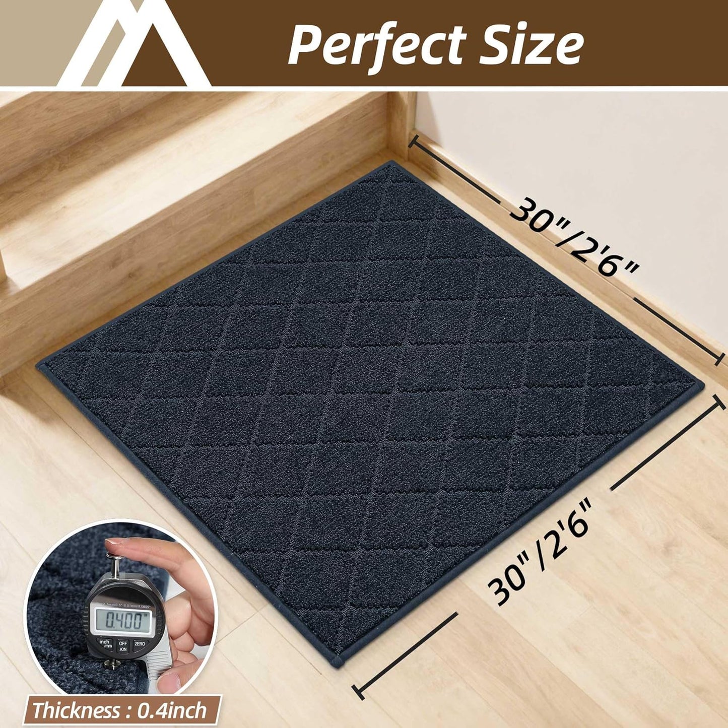 COSY HOMEER Edging Stair Treads Non-Slip Carpet Mat 28inX9in Indoor Stair Runners for Wooden Steps, Edging Stair Rugs for Kids and Dogs, 100% Polyester TPE Backing (7pc, Beige)