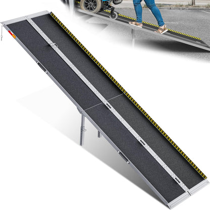 VNN Portable Wheelchair Ramp 4FT, Non-Slip Aluminum Ramps for Wheelchairs for Home, Handicap Wheelchair Ramps for Home Steps, Aluminum Loading Dock Plates, Doorways, Black