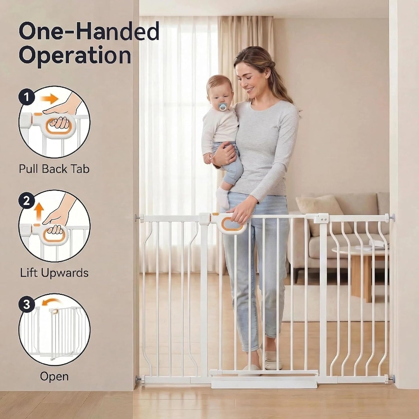 Baby Gates Extra Wide for Doorways 90.6-95.2 Inch Extra Wide Pressure Mounted Baby Dog Gate for the House Indoor Large Openning Metal Safety Gate No Drilling with Walk-Through Door,Black