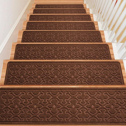 FlowaFoli Stair Treads for Wooden Steps Indoor,8" X 30" (15 in Pack) Stair Treads Non Slip, Machine Washable for Kids Elders and Pets,Beige