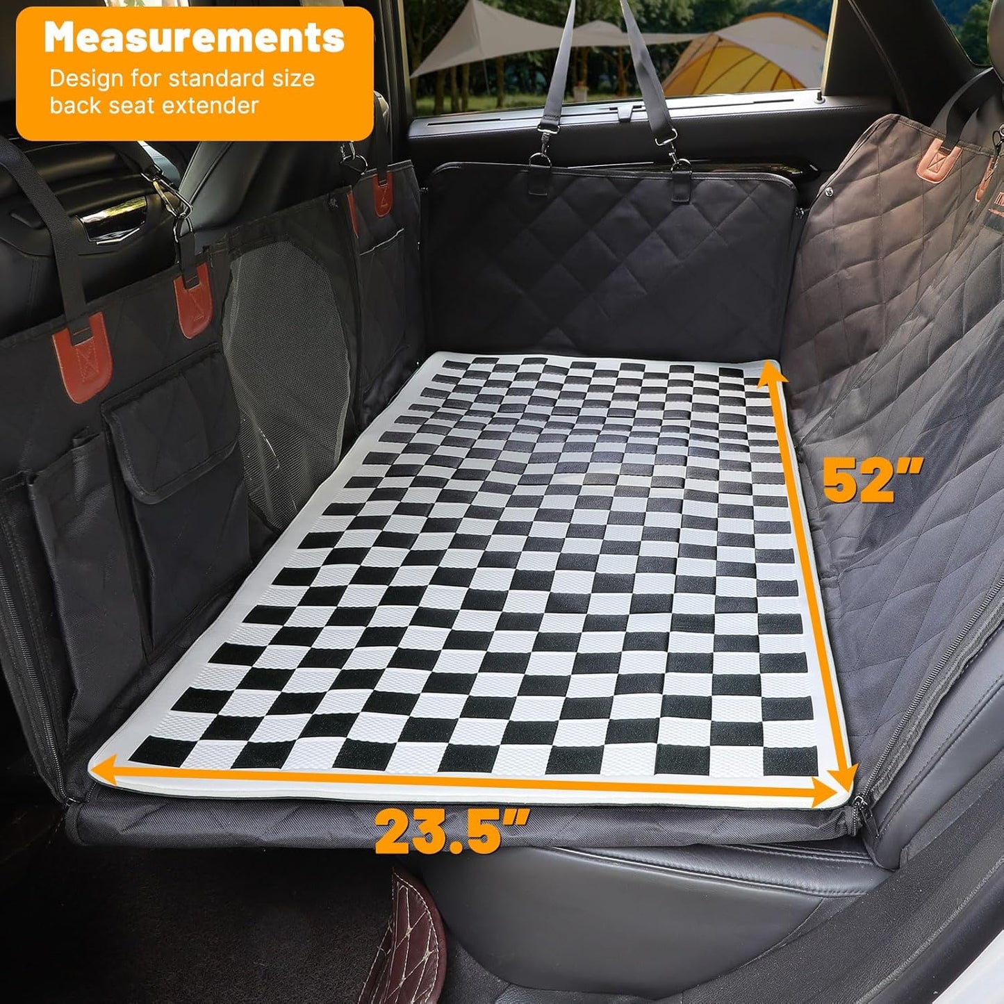 Manificent Non-Slip Pet Bed Mat for Back Seat Extender, Hair Resistant Dog Blanket for Hard Bottom Dog Car Seat Cover, Anti Slip Pet Linner Backseat Cover Deep Gray