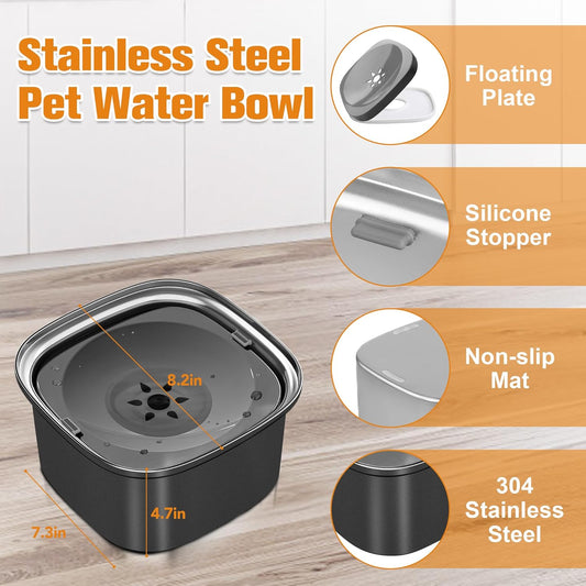 Decflow 3L Dog Water Bowl, Slow Water Bowl for Dogs, No Spill Water Bowl for Dogs, Spill Proof, No Splash Dog Water Bowl, Stainless Steel Slobber Stopper Water Bowl for Messy Drinkers