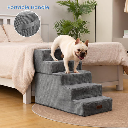 Aodisman Dog Stairs for Small Dogs, 3-Step Non-Slip Pet Stairs for Couch Sofa and Chair, Dog Bed Stairs for Puppy, Older Cat,Grey,13.6" H