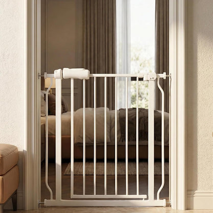 24-29 Inch Narrow Baby Gate, Pressure Mounted No Drilling Dog Gate for Stairs & Doorways, White Metal Safety Gate Indoor for Kids and Pets