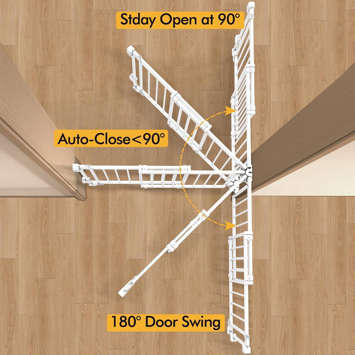Baby Gate for Stairs & Doorways - Fits Openings 26 to 43 Inches Wide (Must Drill to Install) | 29" Extra Tall with No Bottom Bar | One-Handed Auto-Close Walk-Thru Gate for Kids & Pets, Black