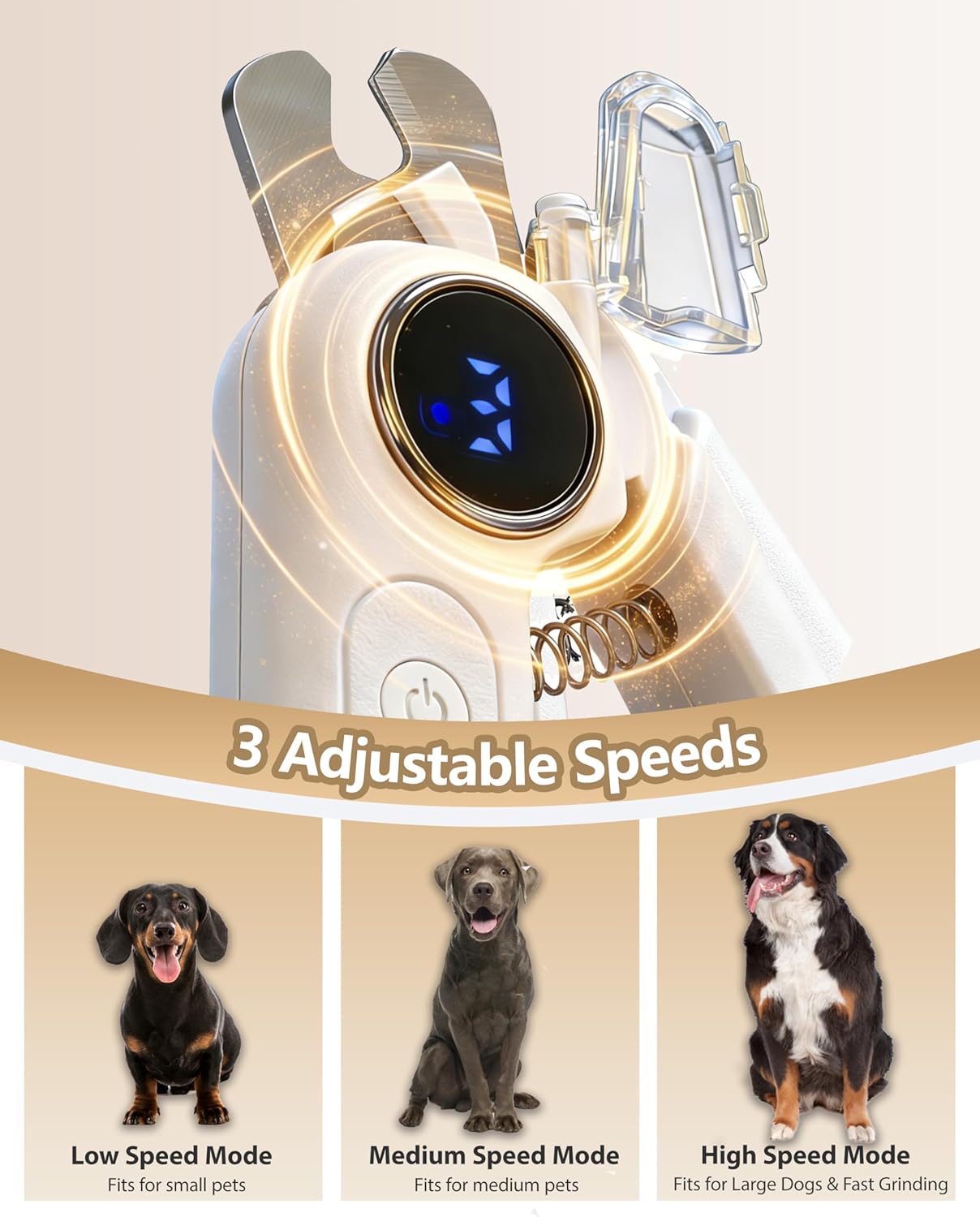 2-in-1 Pet Nail Clipper and Grinder with LED Light & Safety Guard - Painless Quiet Grooming Tool for Small & Large Dogs & Cats, Avoid Overcutting Professional Pet Trimmer