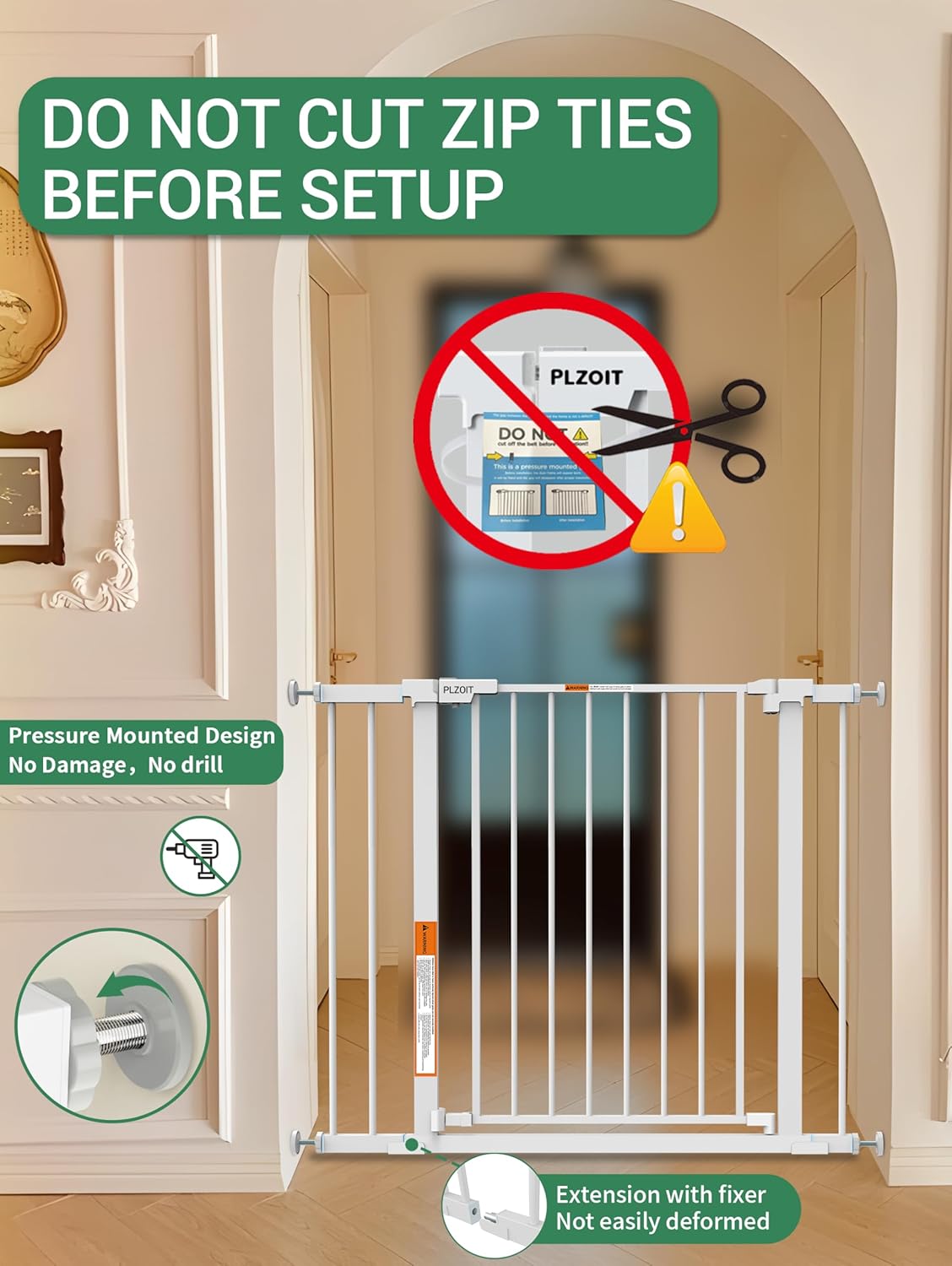 29.5-40.5" Baby Gate for Stairs, Dog Gate for Doorways, Walk Thru Auto Close Metal Baby Safety Gate for The House, Stairs and Doorways, Child Gate Pressure Mounted, Pet Gate for Dog Indoor - Black