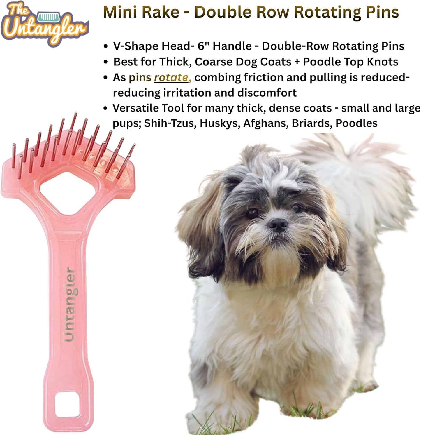 Mini-Rake V-Shaped with 1" Long Double-Row Rotating Teeth (AquaBlue)