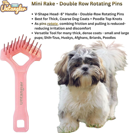 Mini-Rake V-Shaped with 1" Long Double-Row Rotating Teeth (AquaBlue)