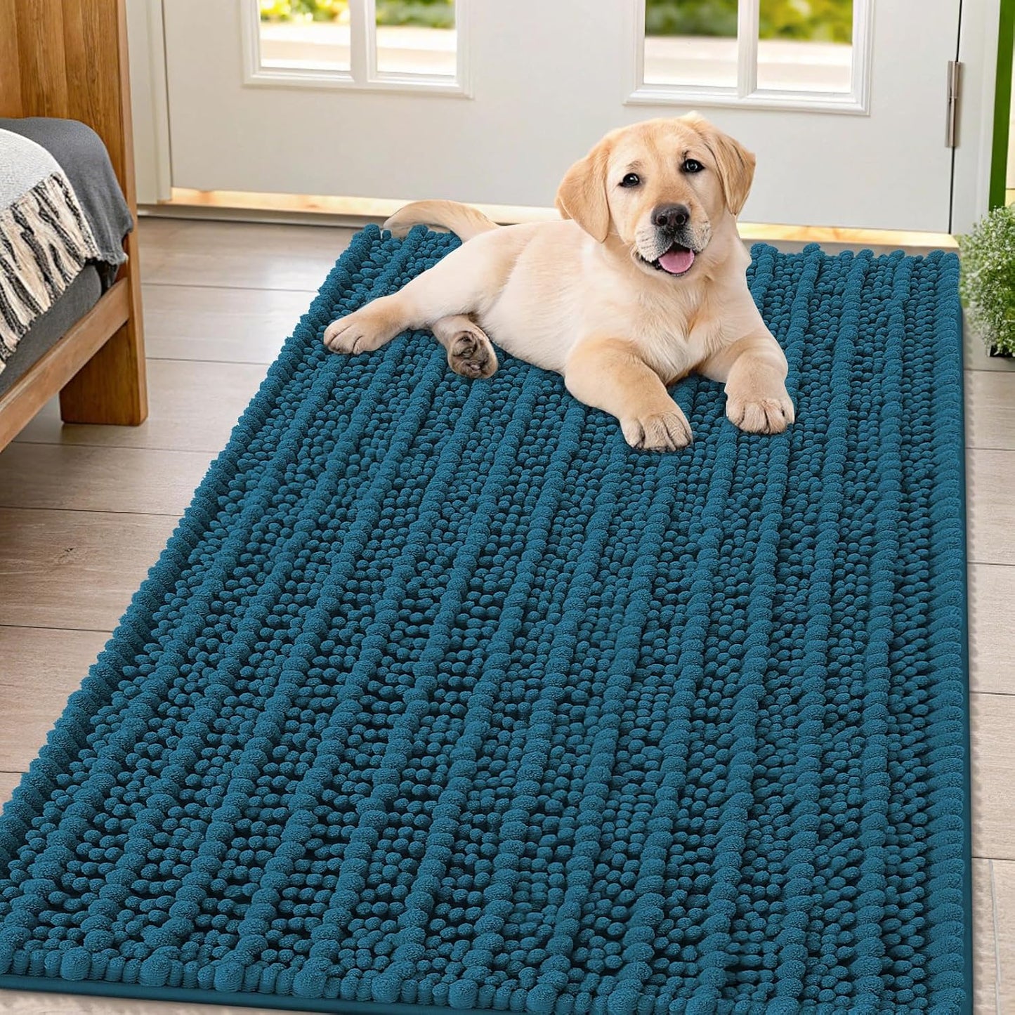 Smiry Dog Door Mat for Muddy Paws 30x20, Extra Soft Absorbent Chenille Doormat, Trap Moisture and Dirt, Non-Slip Machine Washable Front Door Mat for Indoor Entrance Inside Floor, Grey