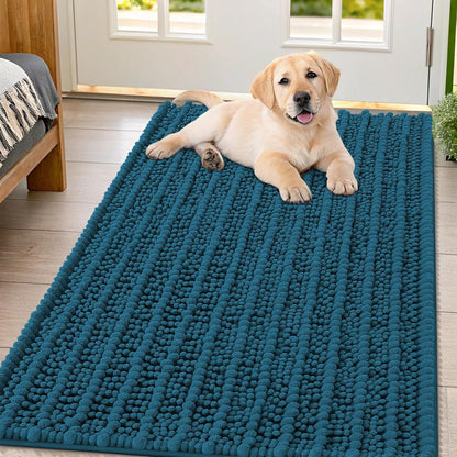 Smiry Dog Door Mat for Muddy Paws 30x20, Extra Soft Absorbent Chenille Doormat, Trap Moisture and Dirt, Non-Slip Machine Washable Front Door Mat for Indoor Entrance Inside Floor, Grey