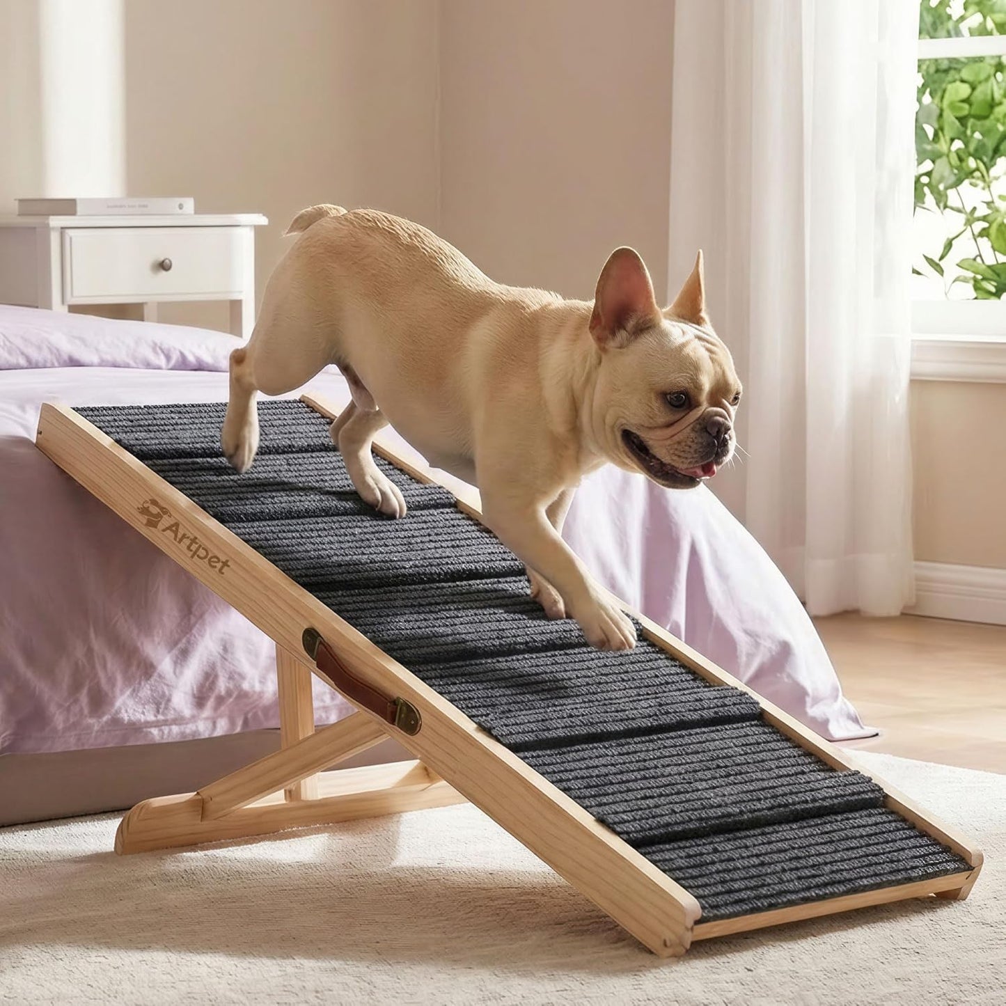 Dog Ramp for Small Dogs for Couch & Bed, Dachshund Joint Care Ramp,Foldable, Anti-Slip, Portable, Height Adjustable, Supports Up to 35 lbs