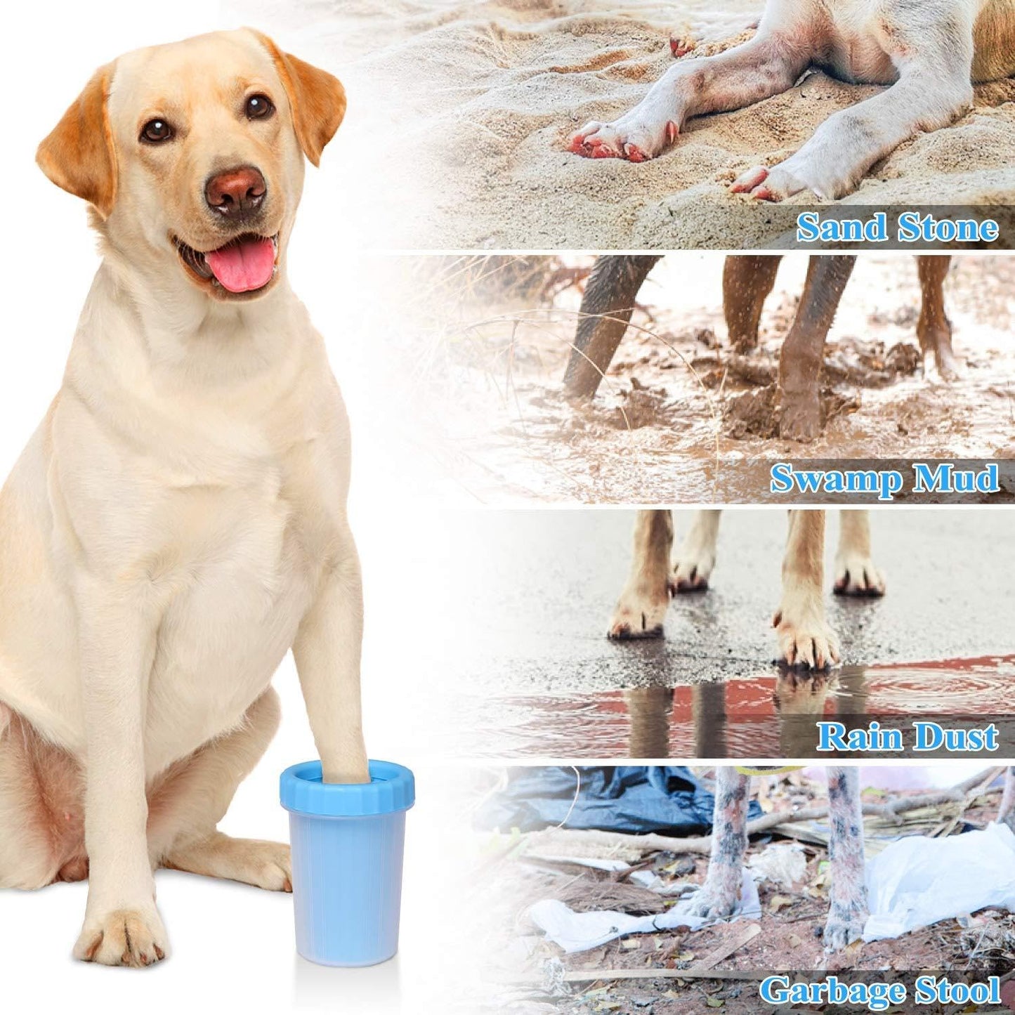 Dog paw cleaner. Portable dog paw washer. 2 in 1, brush and cleaner. Soft Silicone Dog Foot Cleaner Cup for Dogs and Cats. Portable pet cleaner. TeloComproYa