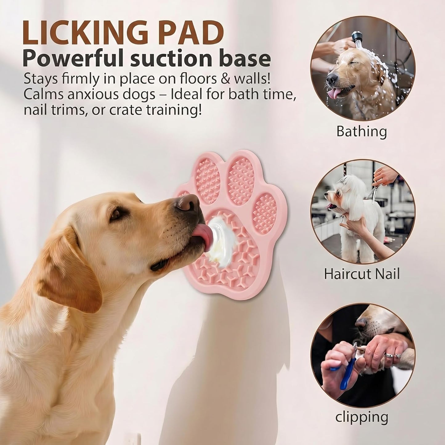 Lick Mat for Dogs and Cats, Slow Feeder Mats with Suction Cups - Bathing, Grooming and Training, Anxiety Relief Feeding Pad,Dishwasher-Safe Yellow