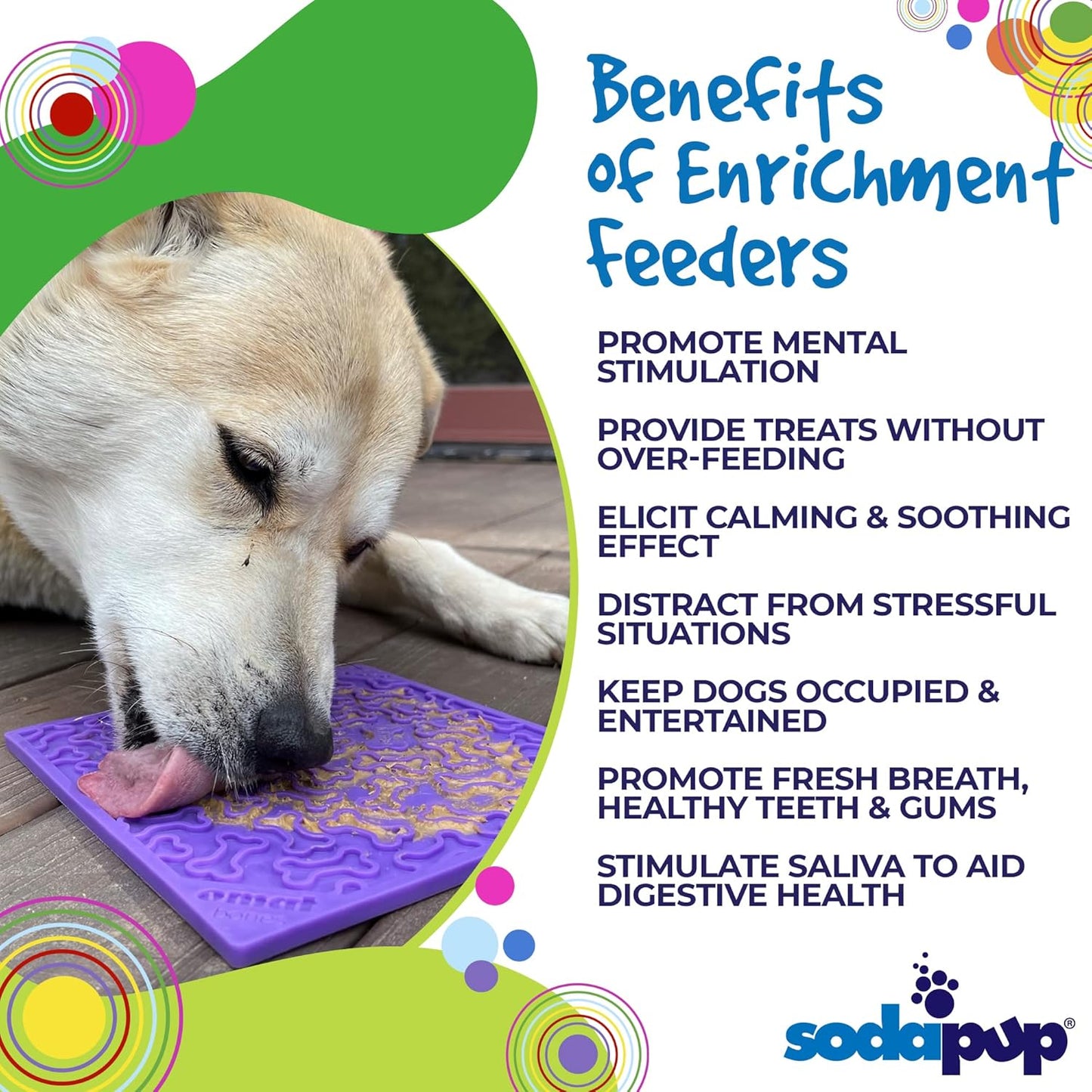 SodaPup Flower Power eMat – Durable Lick Mat Feeder Made in USA from Non-Toxic, Pet-Safe, Food Safe Rubber for Mental Stimulation, Avoiding Overfeeding, Fresh Breath, Digestive Health, & More