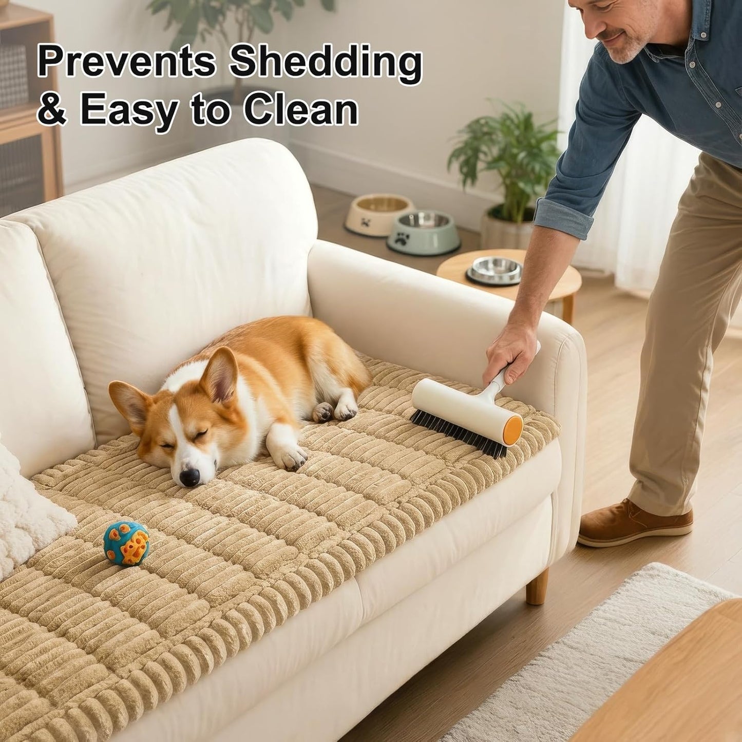 Smiry Couch Cover for Dogs, Non Slip Washable Sofa Protector for Pets, Soft Furniture Cover for Leather & Fabric Couches, Cozy Protect Against Fur, Dirt & Everyday Messes (Dark Grey, 27.6" x 59")
