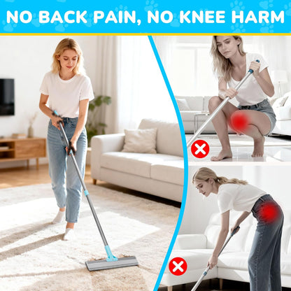 vorona Carpet Rake for Pet Hair Removal, 3 in 1 Pet Hair Removal Broom Tool with 54" Adjustable Long Handle, Reusable Dog & Cat Carpet Scraper,Pet Hair Remover for Rugs, Mats, Curtains, Couch