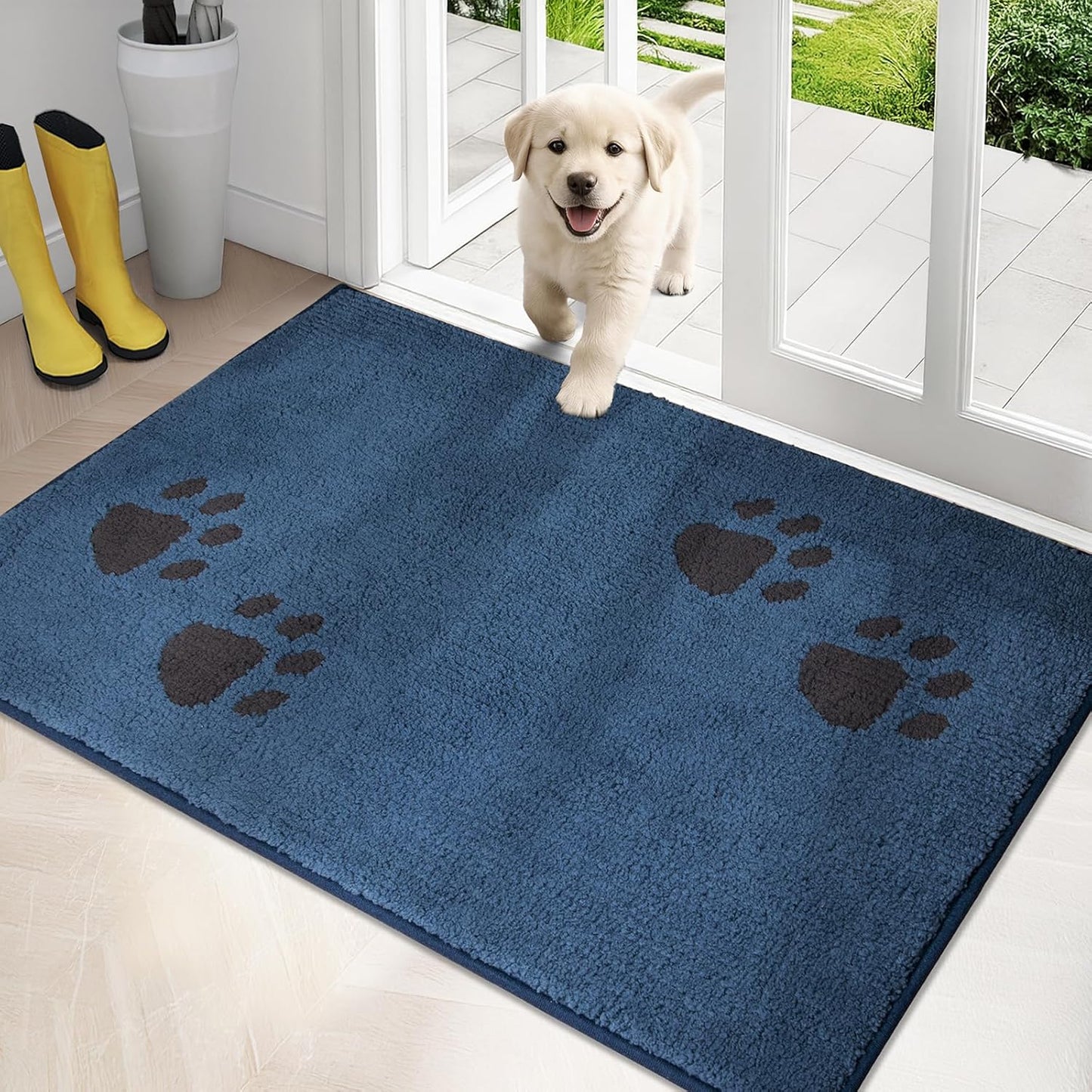 PURRUGS Dirt Trapping Door Mat 20" x 31.5", Non-Skid/Slip Machine Washable Microfiber Entrance Rug, Shoes Scraper, Dog Doormat, Super Absorbent Floor Mat for Muddy Wet Shoes and Paws, Grey