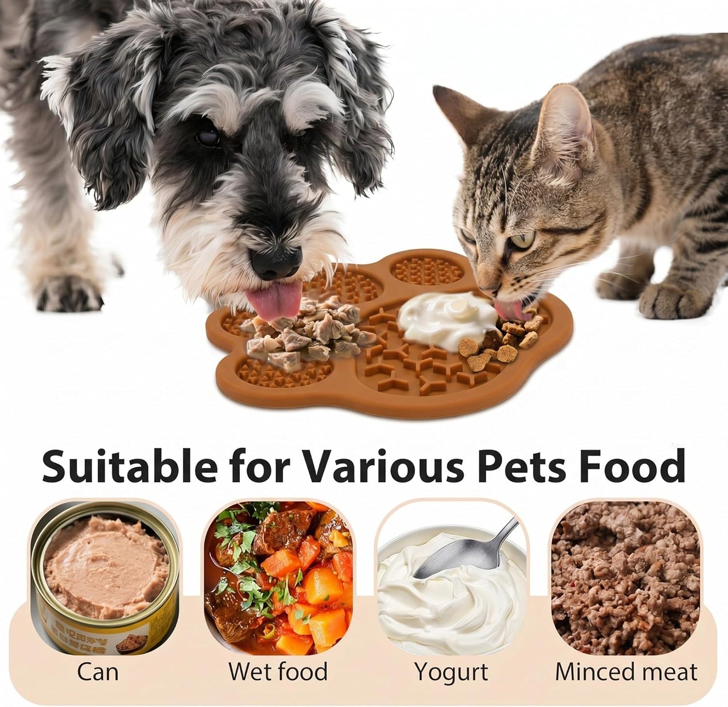 Lick Mat for Dogs and Cats, Slow Feeder Mats with Suction Cups - Bathing, Grooming and Training, Anxiety Relief Feeding Pad,Dishwasher-Safe Yellow